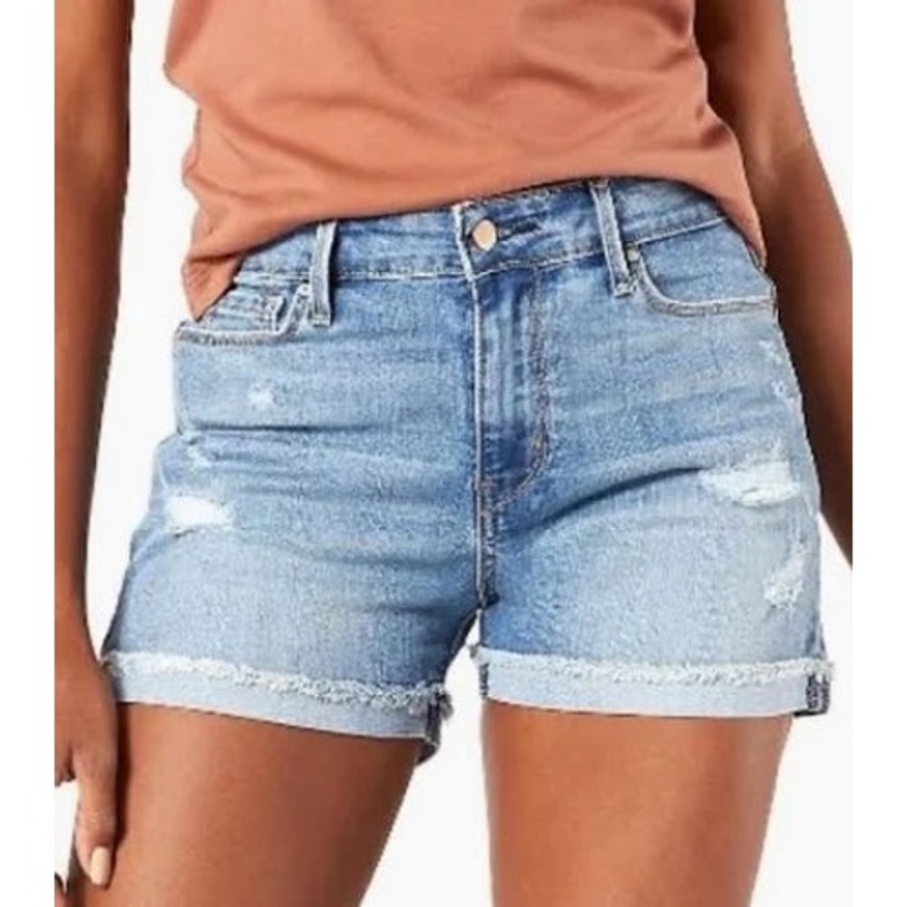 Signature Levi Strauss Women 6 W28 High Rise Denim Shorts Cuffed Cowgirl Summer